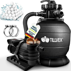 Zandfilterpomp - Zandfilter voor zwembad - met timer - 13200L/u - Zwart