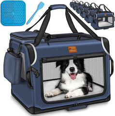 Reisbench hond - Draagtas hond - Transportbox - 70x52x52 cm - L - Blauw - TRESKO