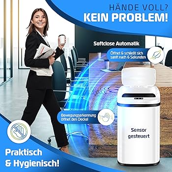 KESSER® Sensor Prullenbak - Afvalbak - Vuilnisbak - 40L - Wit