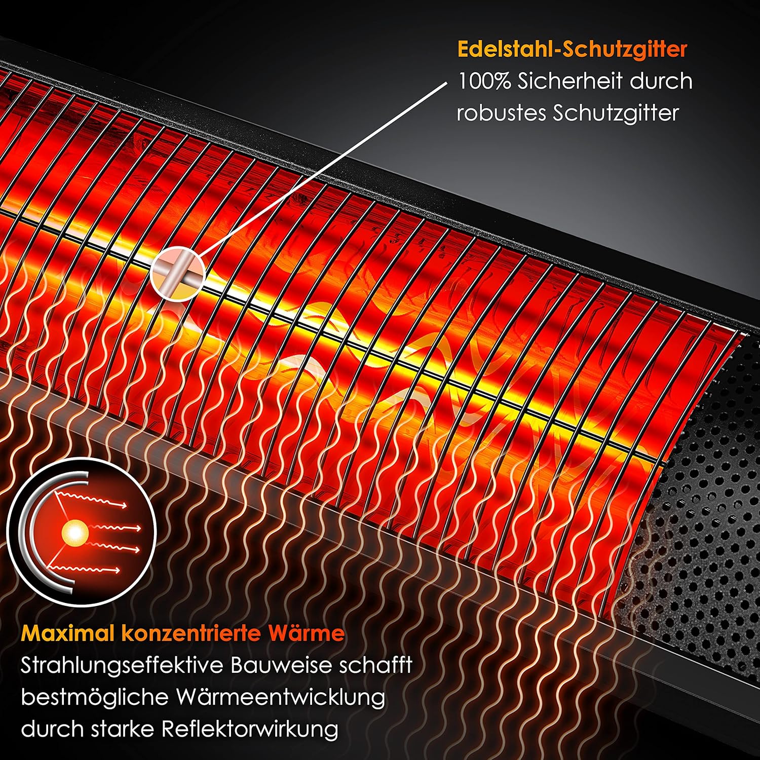 Infrarood Verwarming - Terrasverwarmer - Elektrische Heater - Zwart - KESSER®