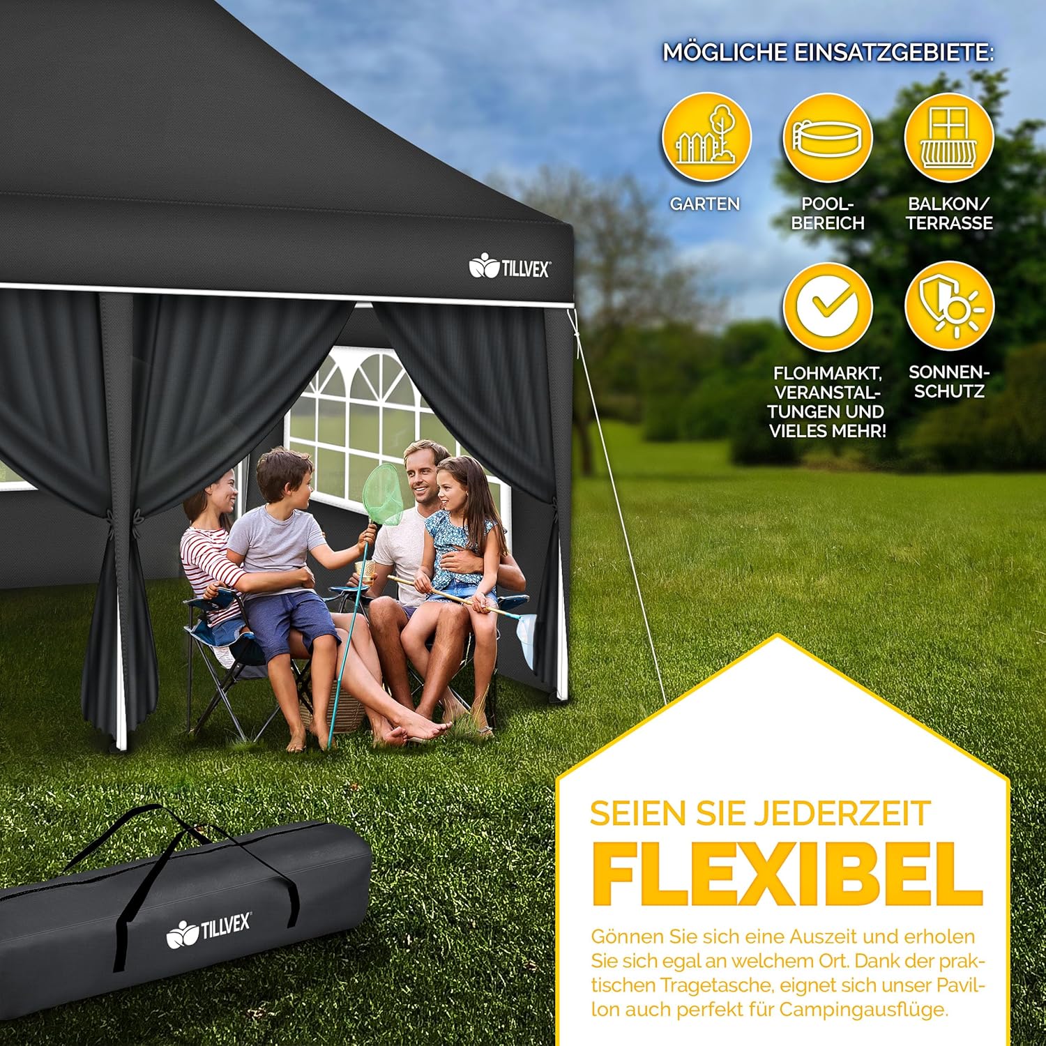 Tillvex® Partytent - 3x6m - Paviljoen - Easy Up - Antraciet