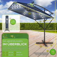 Zweefparasol - Tuinparasol - Parasol - Met voet - 235x235 cm - Met Parasolhoes - Marineblauw - Tillvex