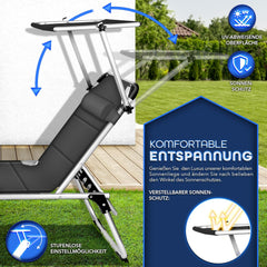 Ligbed - Ligstoel - Zonnebed - Opvouwbaar - Grijs - KESSER®