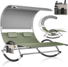 KESSER® Ligbed met zonnedak - Schommelstoel - Grijs