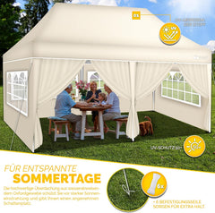 Partytent - Opvouwbaar - 3x6 m - Paviljoen - Easy up - Beige - Tillvex® •