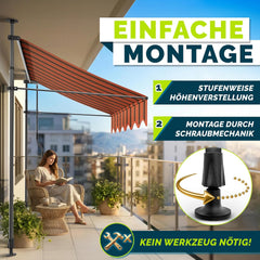 Klemluifel - Balkon luifel - Verticale luifel - 300 cm - Oranje/Antraciet - Tillvex®
