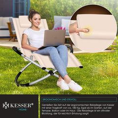 Ligbed - Ligstoel - Zonnebed - Relaxstoel - Beige - KESSER®