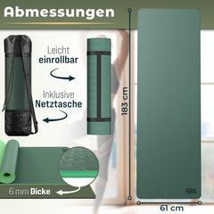 Yogamat - Fitness mat - Sportmat - Yoga mat extra dik - 183x61 cm - Groen - TRESKO