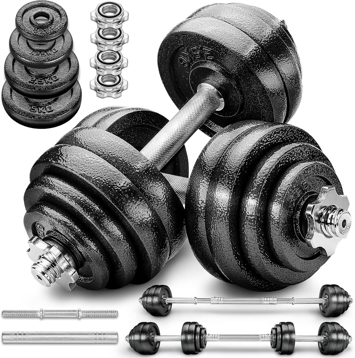 Dumbells set - Gewichten set - Halterset - Gietijzer - 40 kg - Zwart - RE:SPORT
