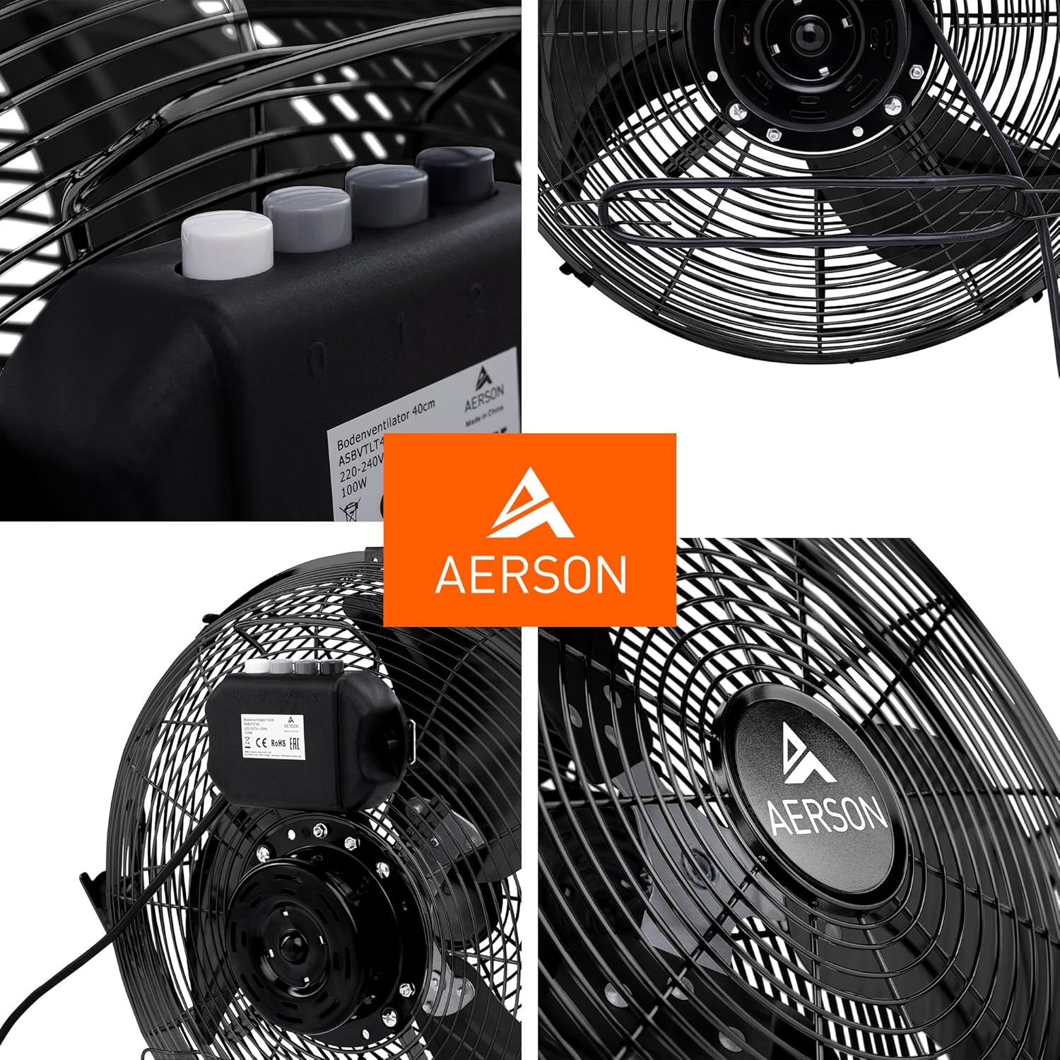 Aerson Vloerventilator - 50cm - 3 standen - 120W - Zwart