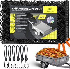 KESSER® Aanhangernet met spankabel - 1,5x2,2m - Zwart