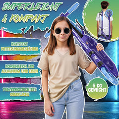 RE:SPORT® Citystep voor kinderen en volwassenen met led, bel en draagriem, Kickscooter step incl. handrem & dubbele vering, paars