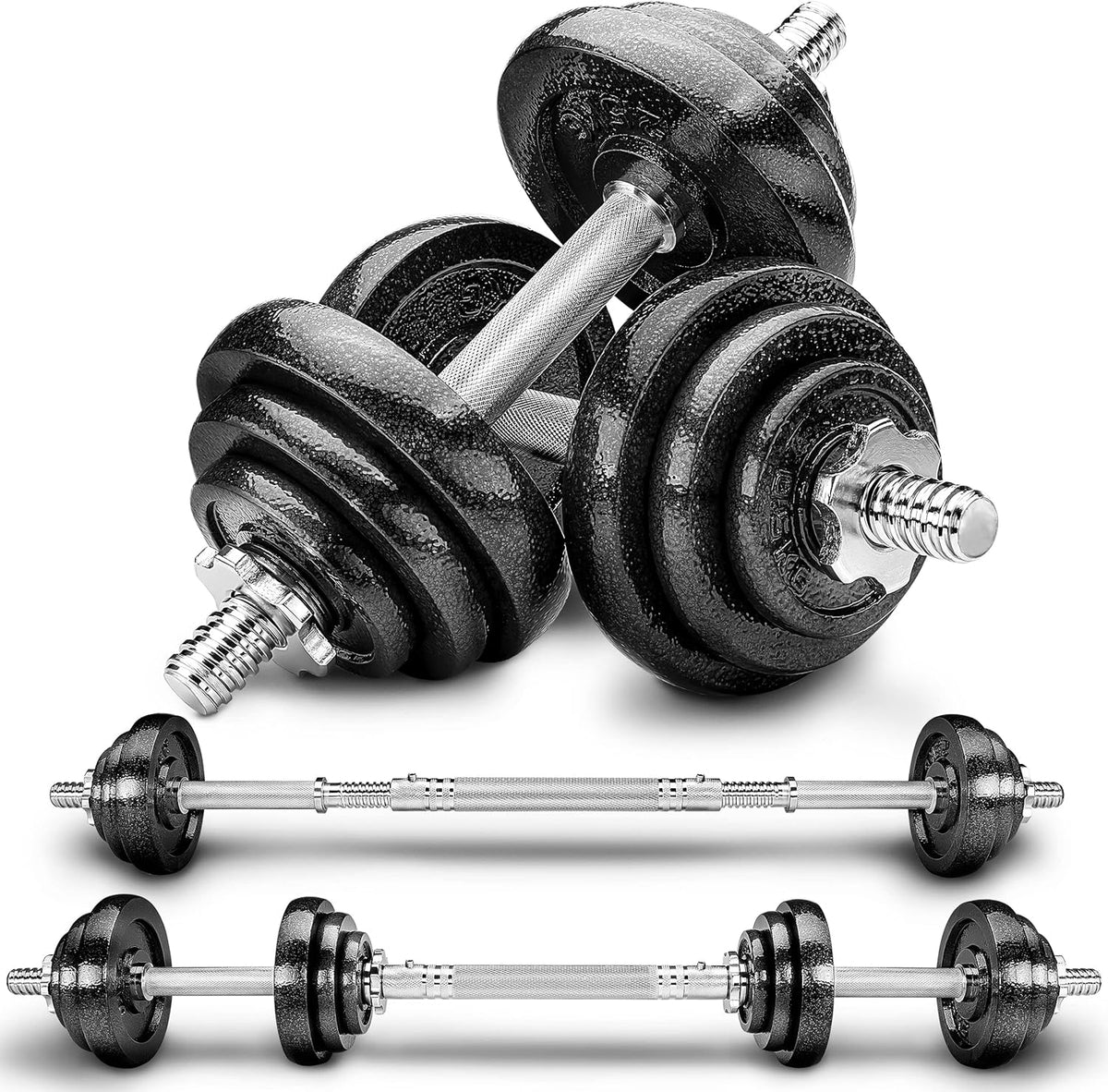 Dumbells set - Gewichten set - Halterset - Gietijzer - 20 kg - Zwart - RE:SPORT