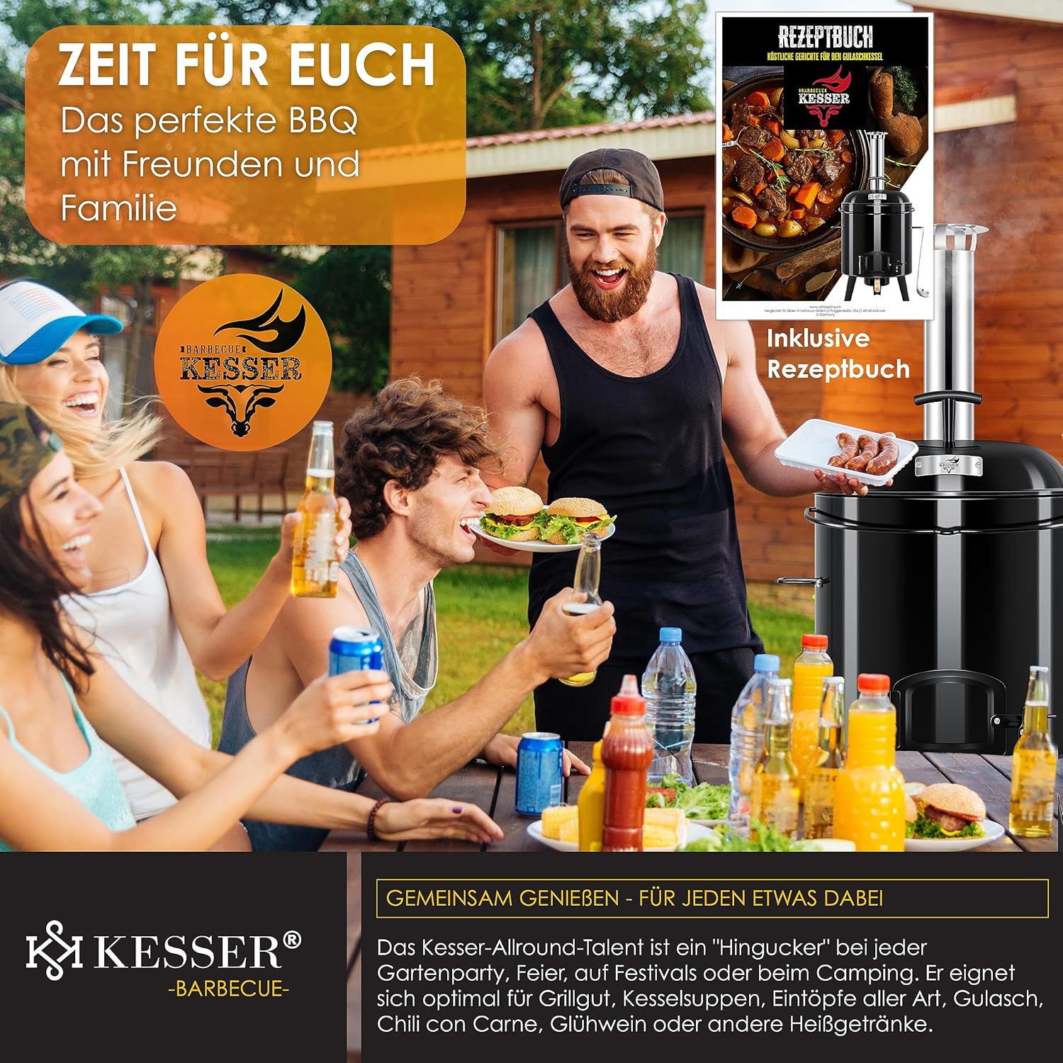 KESSER® Goulashketel - Goulashpot - Kookpot - Geëmailleerd - Zwart