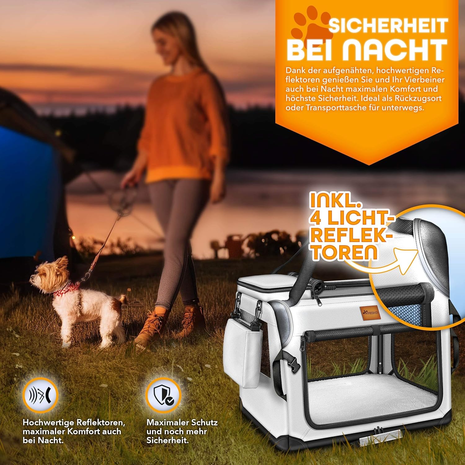 TRESKO® Hondenbench - Hondenbox - Transportbox - 61x42x42 - Grijs