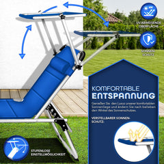 Ligbed - Ligstoel - Zonnebed - Opvouwbaar - Blauw - Tillvex®