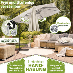 Zweefparasol - Tuinparasol - Parasol 235x235 cm - Met voet - Met Parasolhoes - Beige - Tillvex