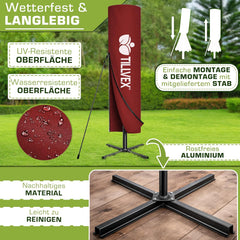 Zweefparasol - Tuinparasol - Parasol 330 cm - Met voet - Met Parasolhoes - Rood - Tillvex
