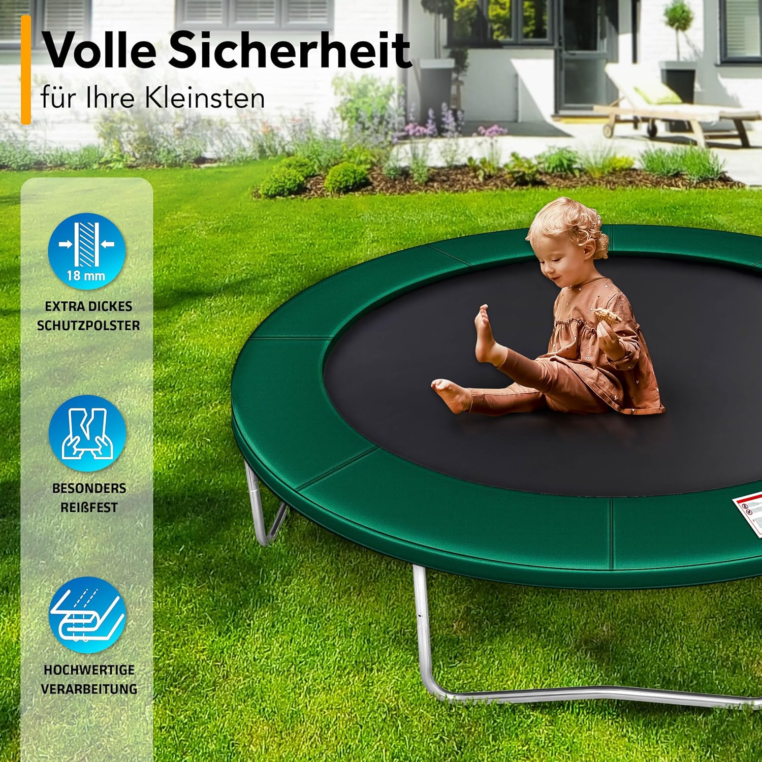 Kiduku Trampoline Randafdekking - Rand - Ø305cm - Groen
