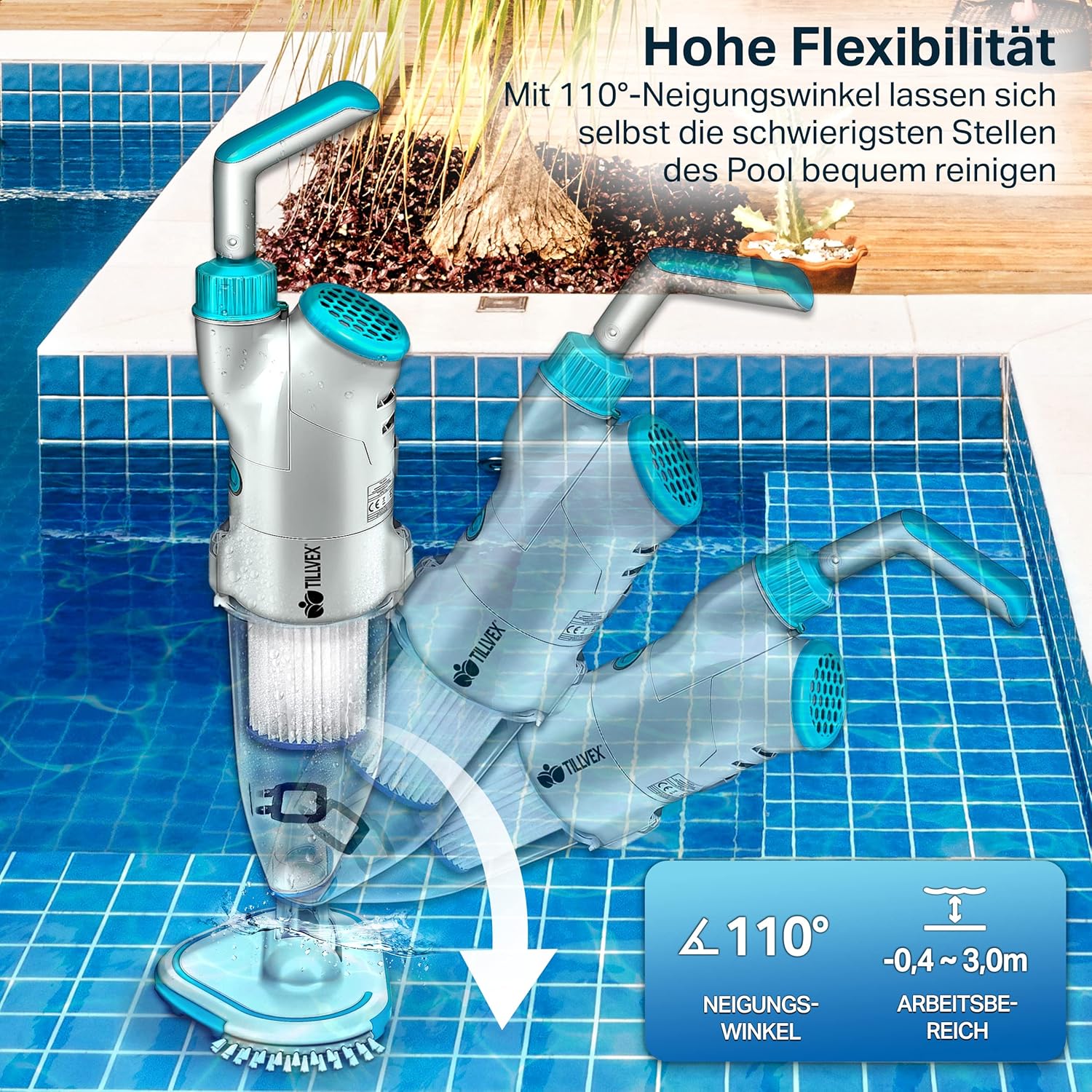 Zwembad stofzuiger - Zwembadstofzuiger - Zwembadreiniger - Wit - Tillvex® •