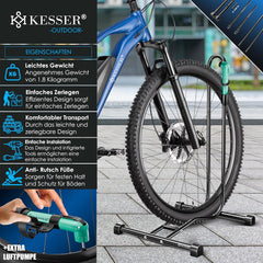 KESSER® Fietsstandaard grond afzonderlijk voor mountainbike, e-bike, stadsfiets, racefiets, MTB | fietsmontagestandaard | vrijstaande fietshouder standaard ijzer | bandbreedte tot 65 mm