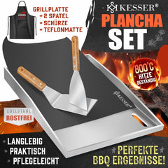 KESSER® RVS Grillplaat Plancha - 40x30cm - Tot 800°C - Vaatwasserbestendig
