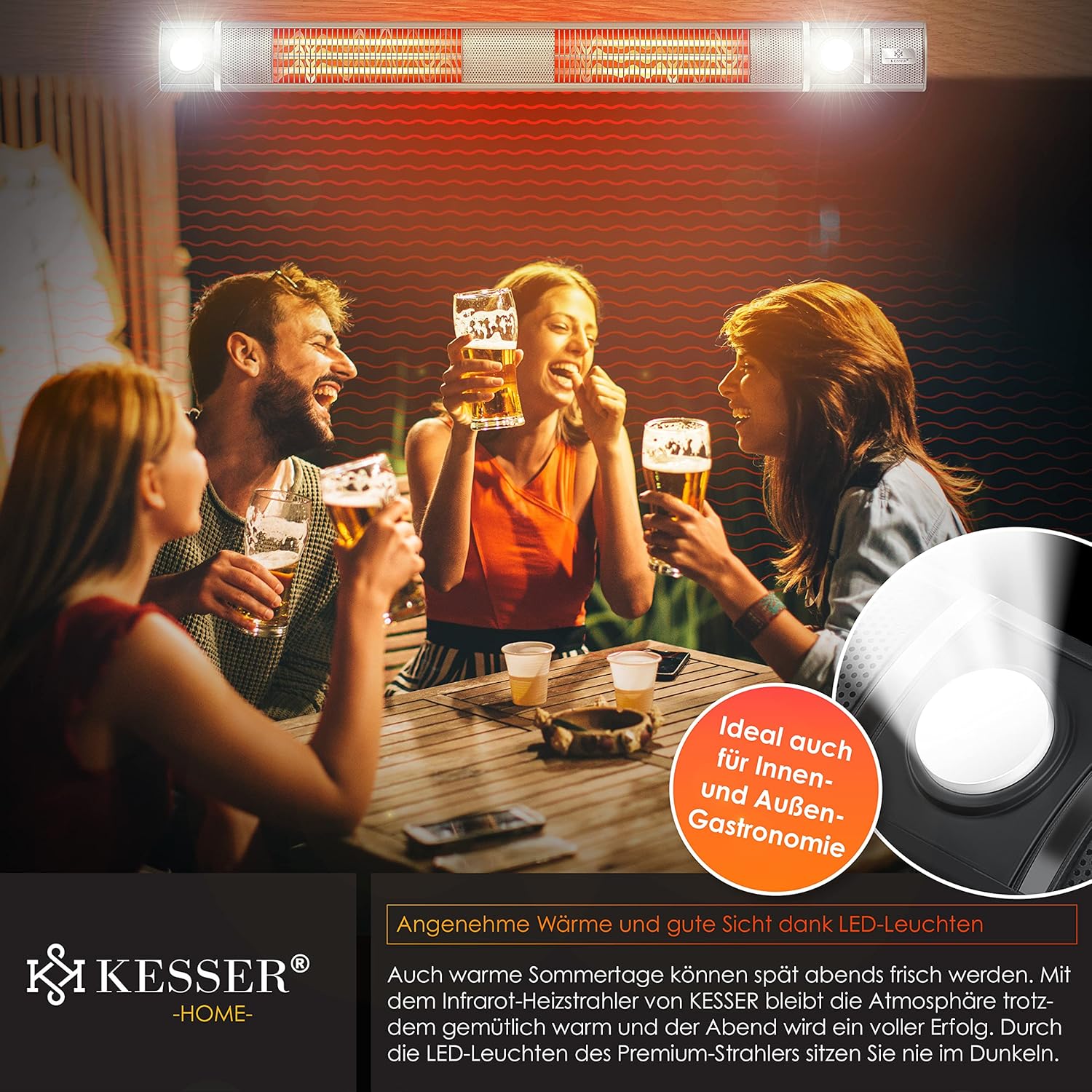 Infrarood Verwarming - Terrasverwarmer - Elektrische Heater - Grijs - KESSER®
