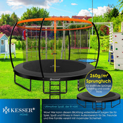 KESSER® Trampoline Ø366 cm, TÜV Rheinland GS-gecertificeerd, tuintrampoline, kindertrampoline tot 150 kg, complete set met veiligheidsnet, ladder, randafdekking en accessoires