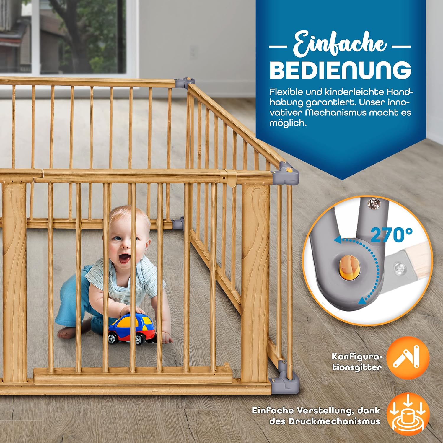 KIDUKU® XXL Babybox - Grondbox - Speelbox - Kinderbox - 7,2m
