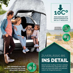 FOLIASOL Schaduwnet auto, 4 x 6 m, aluminium hondennet met ingestanste ringen, 80% uv, aluminium zonwering voor camping en vakantie, zonwering, met bevestiging, hittebescherming, aluminium