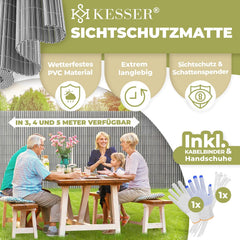 Balkonscherm - Balkondoek - Privacydoek - Zichtbreeknet - Zichtdoek -  60x300 cm - Grijs - KESSER®