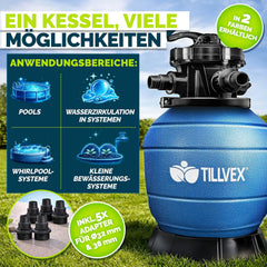 Zandfilterpomp - Zandfilter voor zwembad - Tot 50000L - Blauw - Tillvex