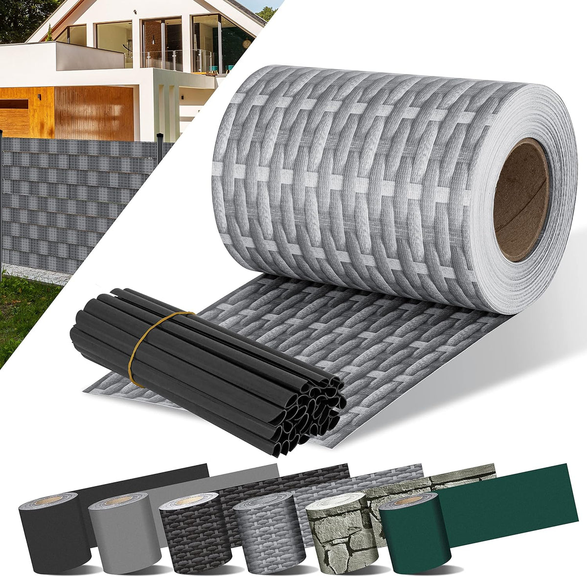 Vlechtband - Privacyfolie - Hekfolie - 35m - PVC - Grijs - KESSER®
