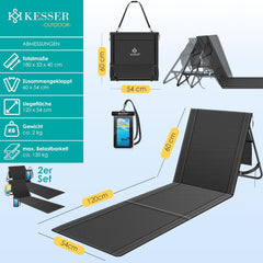 KESSER® Opvouwbare strandmatten - Ligstoel - Set van 2 - Zwart