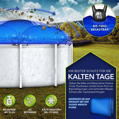 tillvex® Zwembadkussen winter XXL, luchtkussen incl. reparatieset, winterkussen met veiligheidsventiel, zwembadkussen, zwembadafdekking, kussen, dubbele naad (300 cm, blauw)