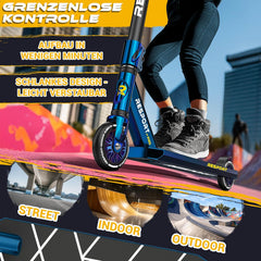 Stuntstep - Voor kinderen en volwassenen - Vouwbaar - Blauw - RE:SPORT