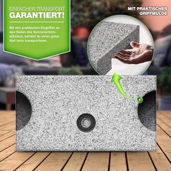 Tillvex® Parasolvoet op wielen - Graniet 25kg - Ø16mm-Ø48mm - Grijs