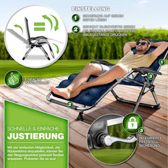 Tuinstoel - Ligstoel - Verstelbaar - Opvouwbaar - Blauw - Tillvex®