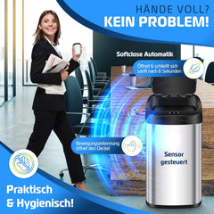 KESSER® Sensor vuilnisemmer keuken 52 L | Automatische met bewegingssensor afvalemmer & soft-close deksel | vuilnisbak met touch bedieningspaneel & sensor | LCD-display | roestvrij staal | incl.