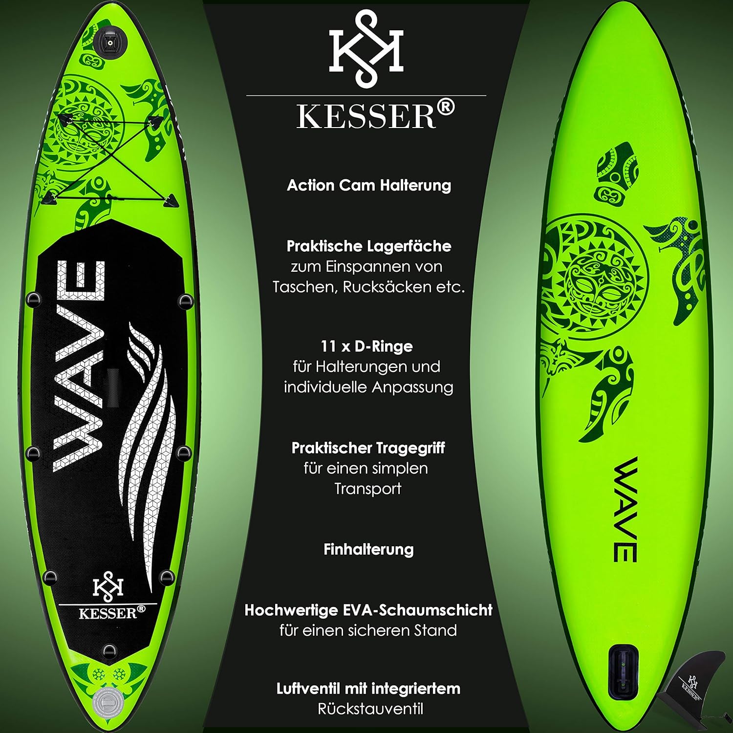 KESSER® Opblaasbaare SUP-Board Set | 320cm  Stand-Up Paddleboard Premium Surfplank Watersport | 6 Inch Dik | Compleet Accessoire | 130kg