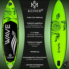KESSER® Opblaasbaare SUP-Board Set | 320cm  Stand-Up Paddleboard Premium Surfplank Watersport | 6 Inch Dik | Compleet Accessoire | 130kg