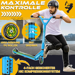 Stuntstep - Voor kinderen en volwassenen - Vouwbaar - Blauw - RE:SPORT