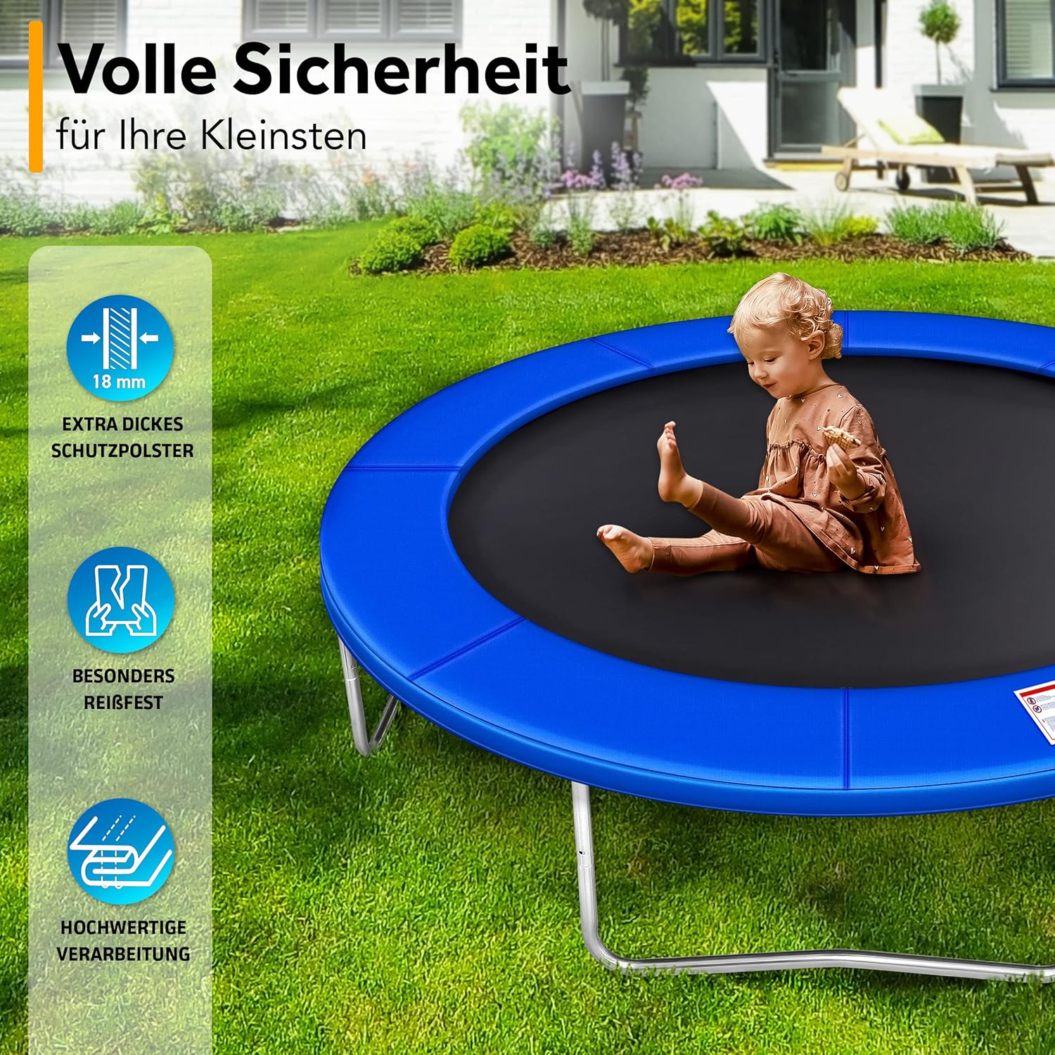 Kiduku Trampoline Randafdekking - Rand - Ø244cm - Blauw