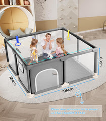 Grondbox - Baby box - Kinderbox - Babybox - Speelbox - 124x124 cm - Grijs - Dripex