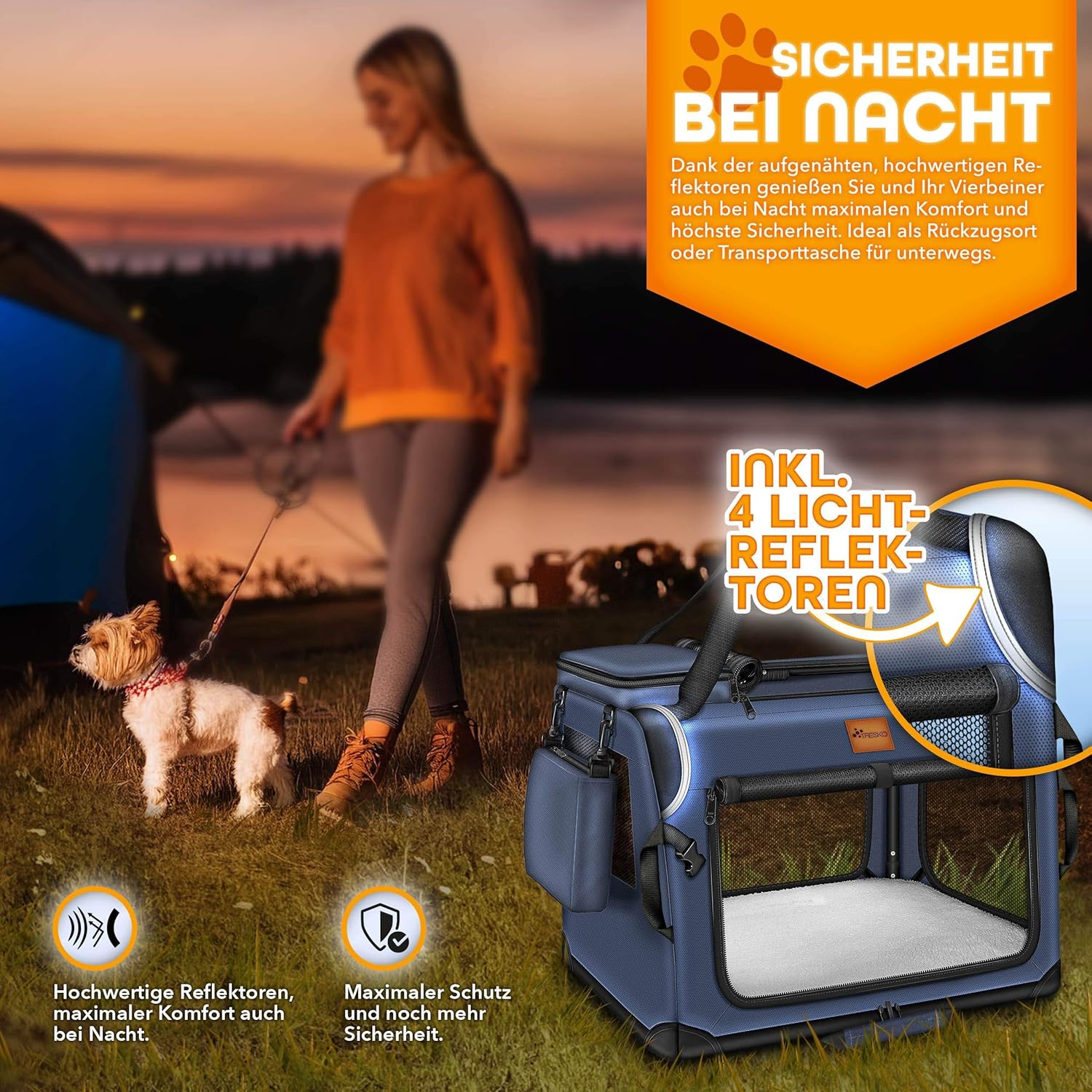 TRESKO® Hondenbench - Hondenbox - Transportbox - 70x52x52 - Blauw