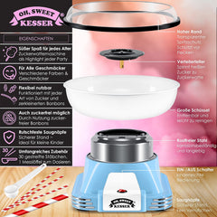 Suikerspinmachine - Retro - 500W - Blauw/Wit - KESSER®