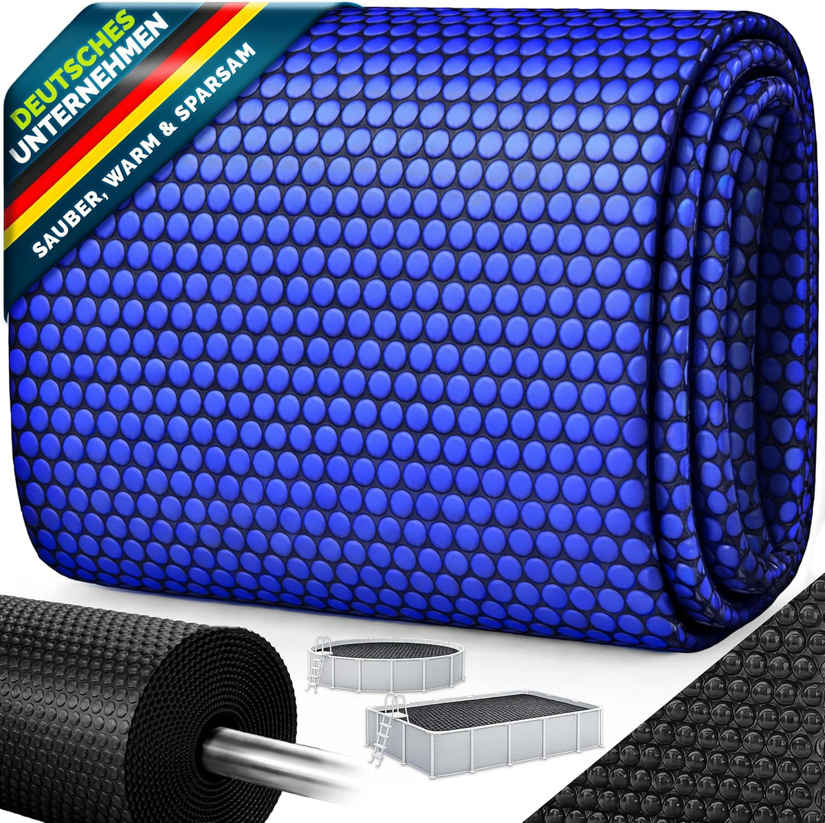 tillvex® Zwembad zonnezeil, rond, diameter 305 cm, zonnefolie 120 µm, op maat te snijden