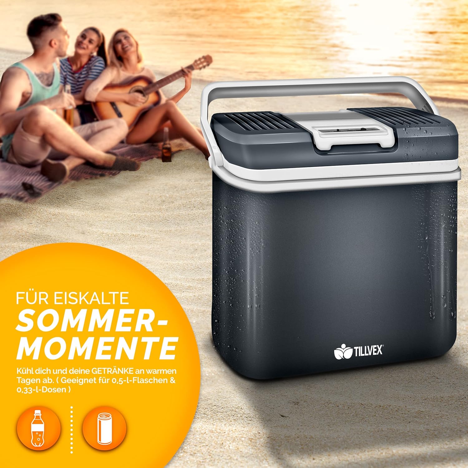 Koelbox Elektrisch – 12V en 230 volt - Coolbox - Frigobox - 24L – Grijs