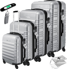 Kesser® 4-delige set koffers met harde schaal, Hard Shell Basic koffers met harde schaal, trolleys, reiskoffers, set reiskoffers, bagage, rolkoffers, slot, 4 wielen, acrylonitril-butadieen-styreen, telescopische handgrepen, S-M-L-XL