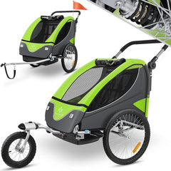 Fietskar kinderen - Fietsaanhanger - tot 40kg - Groen •